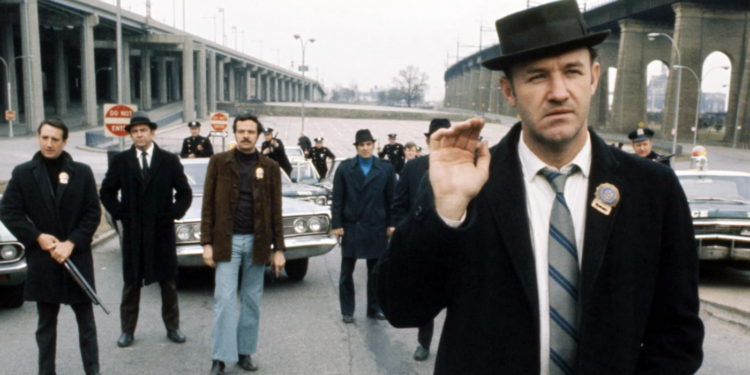 Gene Hackman, William Friedkin, Roy Scheider, Eddie Egan, and Randy Jurgensen in The French Connection (1971)
